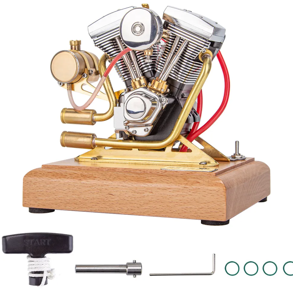 RETROL 4.2CC V-Twin Double-cylinder Four-stroke Gasoline Engine Internal Combustion Engine Model for Motorcycle-Gift Collection