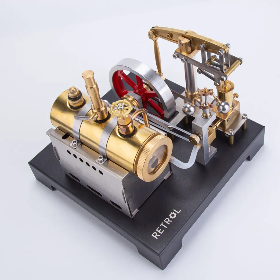 RETROL Full Metal Beam Engine Steam Engine Model Kit with Horizontal Boiler with Centrifugal Regulator Flyball