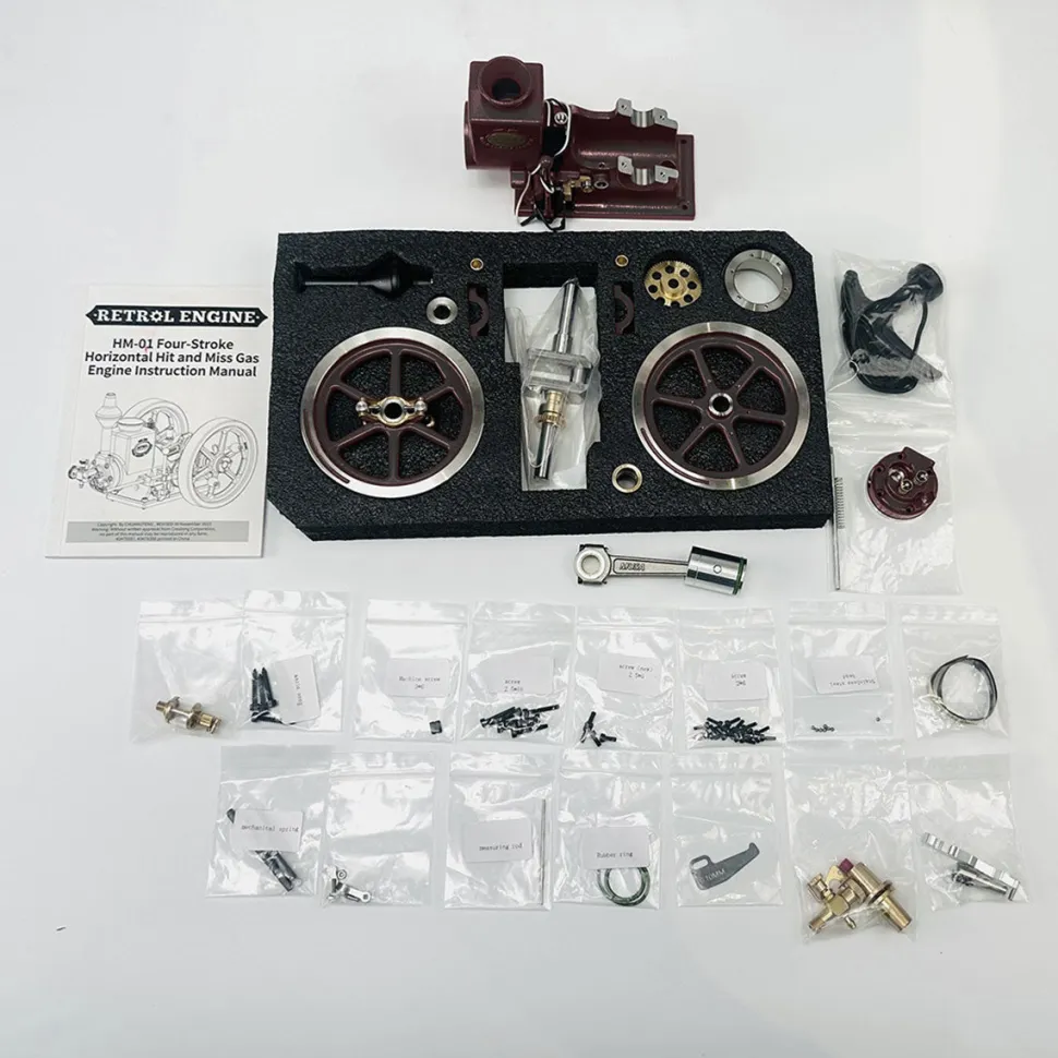 RETROL HM-01 7cc Antique Hit and Miss Engine 4-stroke Stationary Engine Horizontal IC Engine Model That Works