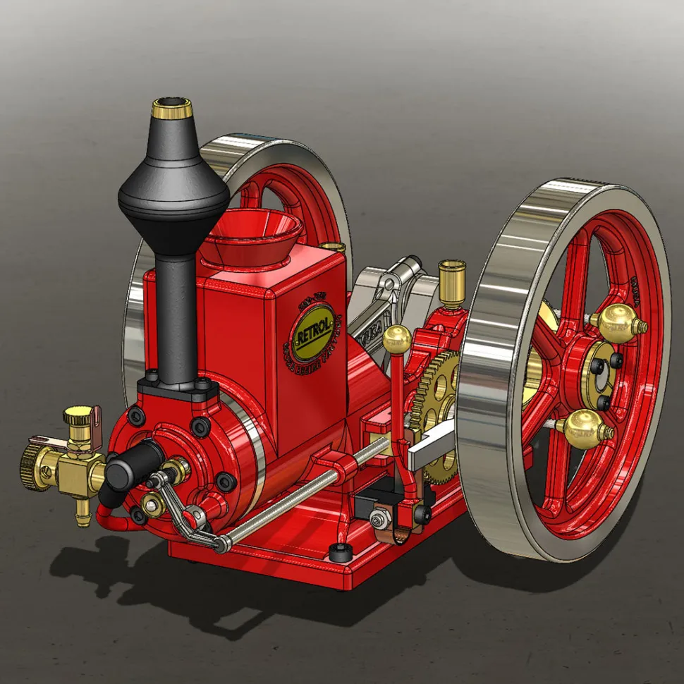 RETROL HM-01 7cc Antique Hit and Miss Engine 4-stroke Stationary Engine Horizontal IC Engine Model That Works
