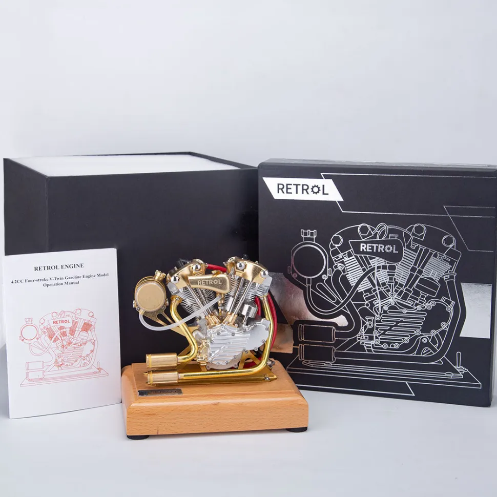 RETROL R29 4.2CC Mini V2 Engine OHV V-Twin Motorcycle Engine Double-cylinder Four-stroke Gasoline Engine Internal Combustion Engine Model