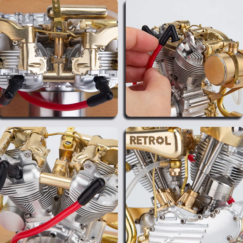 RETROL R29 4.2CC Mini V2 Engine OHV V-Twin Motorcycle Engine Double-cylinder Four-stroke Gasoline Engine Internal Combustion Engine Model