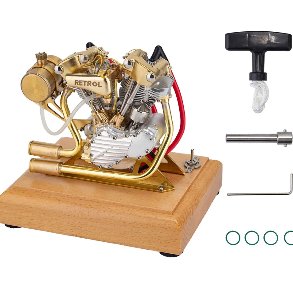 RETROL R29 4.2CC Mini V2 Engine OHV V-Twin Motorcycle Engine Double-cylinder Four-stroke Gasoline Engine Internal Combustion Engine Model