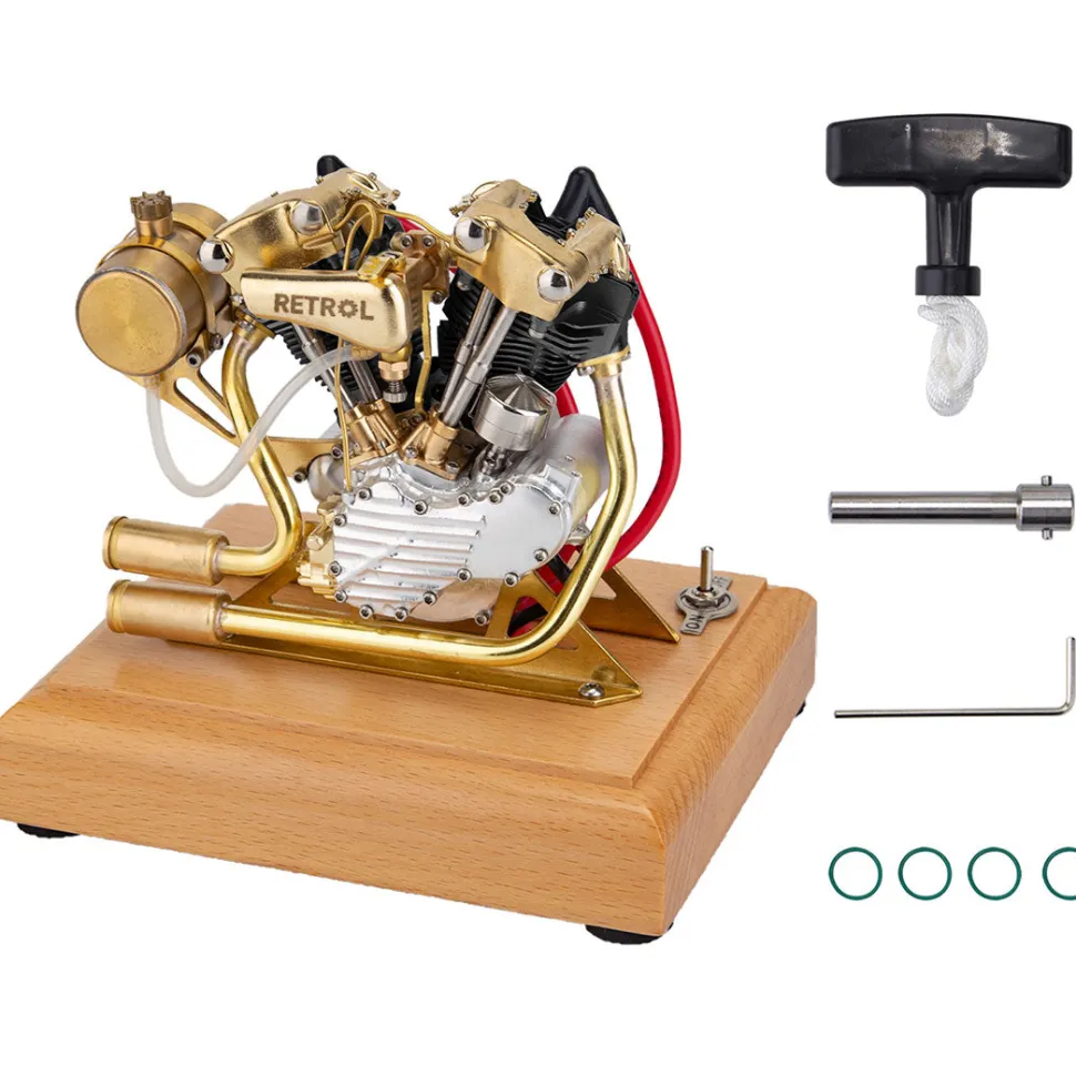 RETROL R29 4.2CC Mini V2 Engine OHV V-Twin Motorcycle Engine Double-cylinder Four-stroke Gasoline Engine Internal Combustion Engine Model