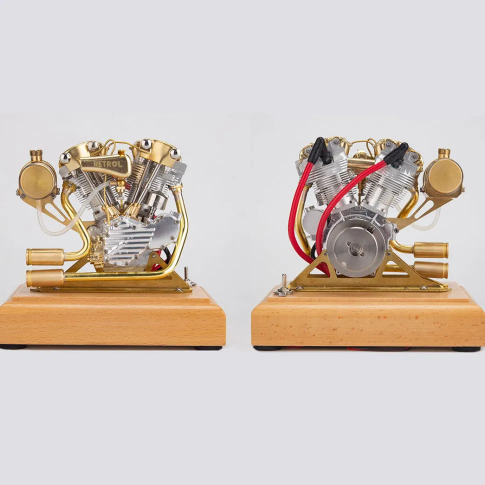 RETROL R29 4.2CC Mini V2 Engine OHV V-Twin Motorcycle Engine Double-cylinder Four-stroke Gasoline Engine Internal Combustion Engine Model