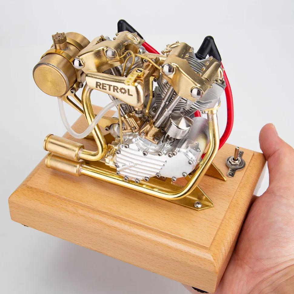RETROL R29 4.2CC Mini V2 Engine OHV V-Twin Motorcycle Engine Double-cylinder Four-stroke Gasoline Engine Internal Combustion Engine Model