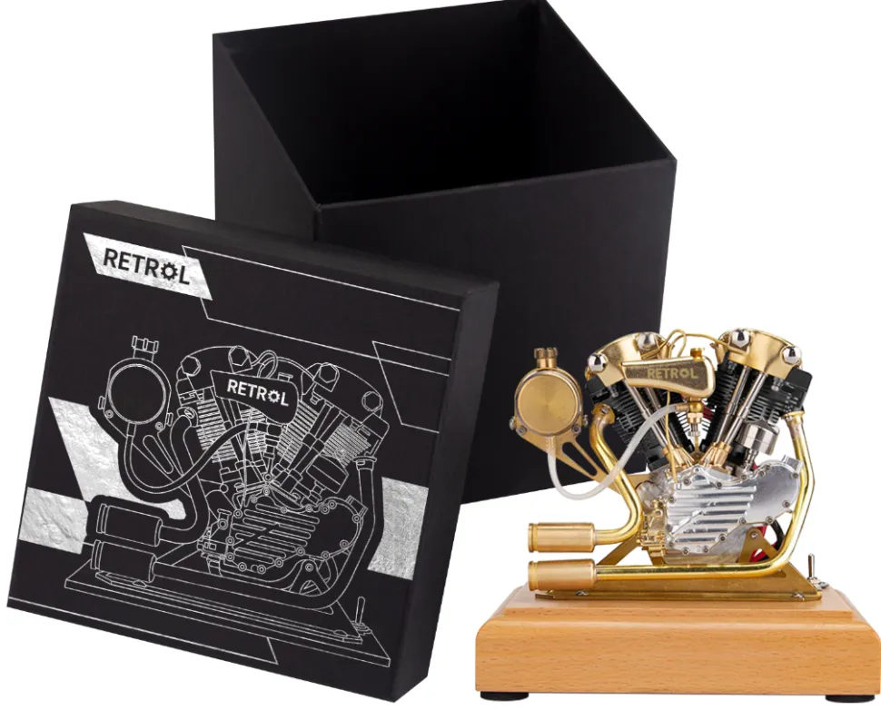 RETROL R29 4.2CC Mini V2 Engine OHV V-Twin Motorcycle Engine Double-cylinder Four-stroke Gasoline Engine Internal Combustion Engine Model