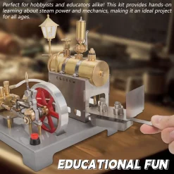 RETROL SE-02 Full Metal Stationary Steam Engine Model and Boiler Model Kit with Generator and Street Lamp