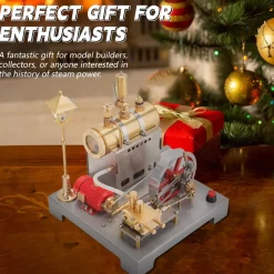 RETROL SE-02 Full Metal Stationary Steam Engine Model and Boiler Model Kit with Generator and Street Lamp