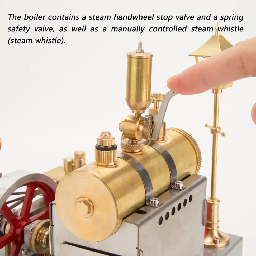 RETROL SE-02 Full Metal Stationary Steam Engine Model and Boiler Model Kit with Generator and Street Lamp