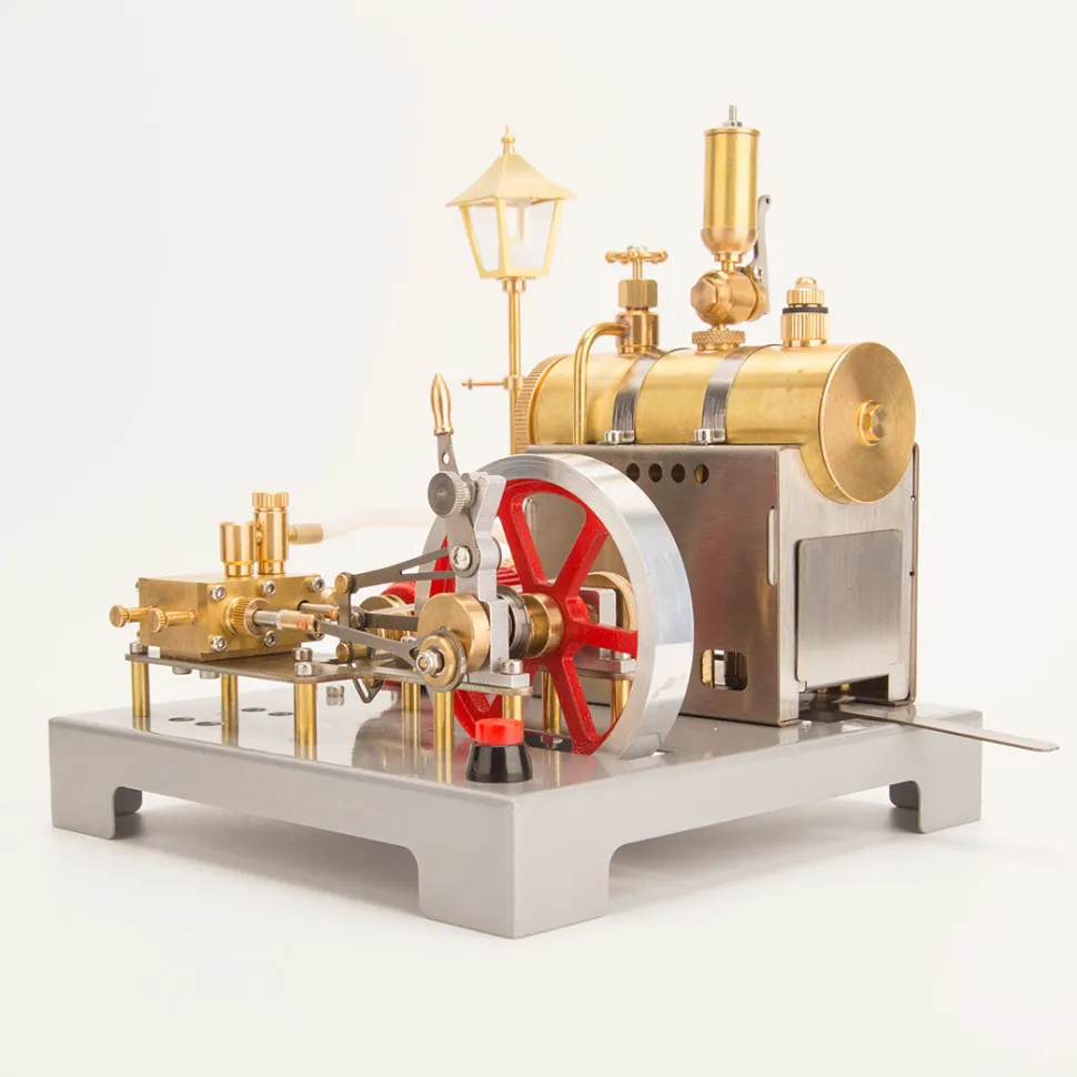 RETROL SE-02 Full Metal Stationary Steam Engine Model and Boiler Model Kit with Generator and Street Lamp