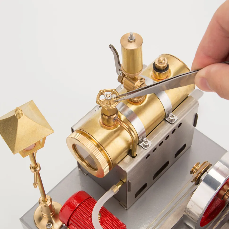 RETROL SE-02 Full Metal Stationary Steam Engine Model and Boiler Model Kit with Generator and Street Lamp