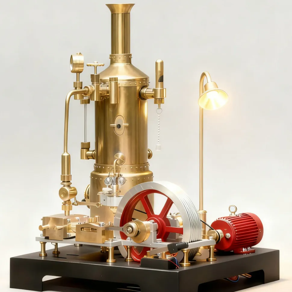 RETROL SE-03 Working Stationary Mill Steam Engine Model Kit with Boiler, Generator and Lamp Stand
