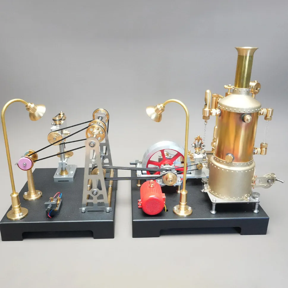 RETROL SE-03 Working Stationary Mill Steam Engine Model Kit with Boiler, Generator and Lamp Stand
