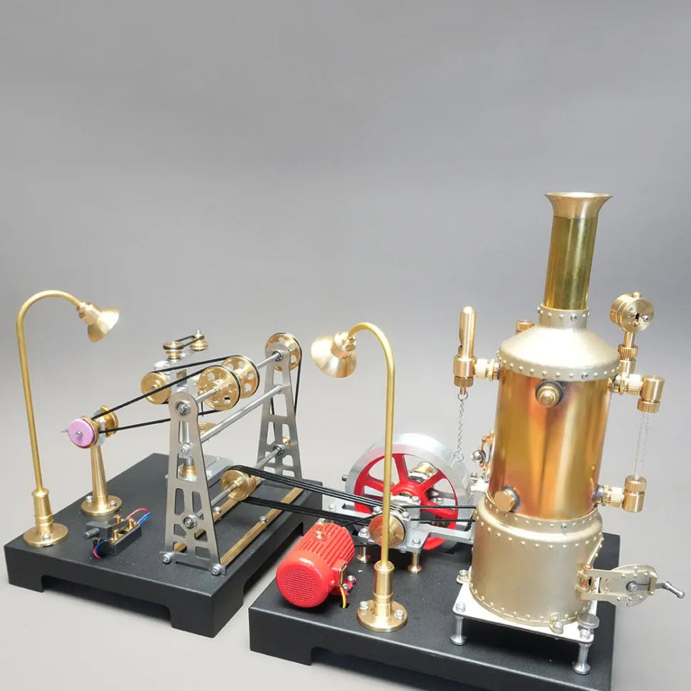 RETROL SE-03 Working Stationary Mill Steam Engine Model Kit with Boiler, Generator and Lamp Stand