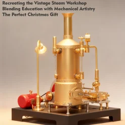 RETROL SE-03 Working Stationary Mill Steam Engine Model Kit with Boiler, Generator and Lamp Stand