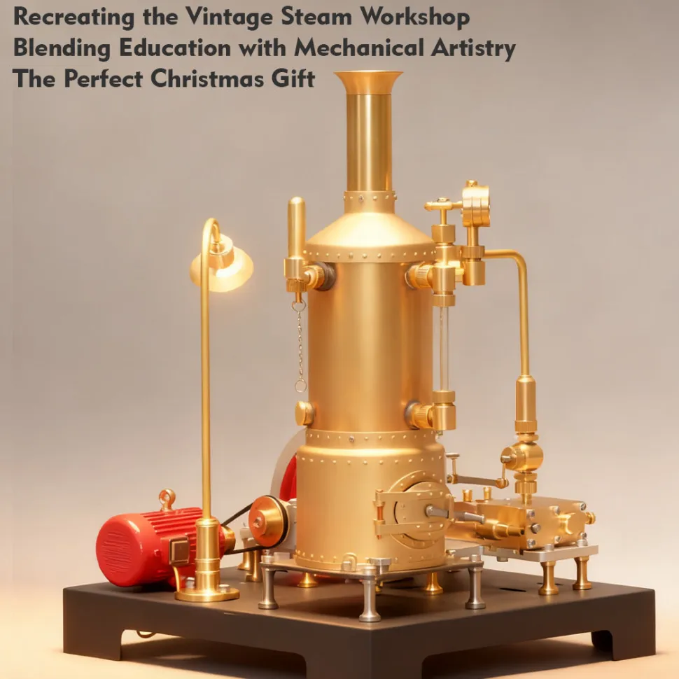 RETROL SE-03 Working Stationary Mill Steam Engine Model Kit with Boiler, Generator and Lamp Stand