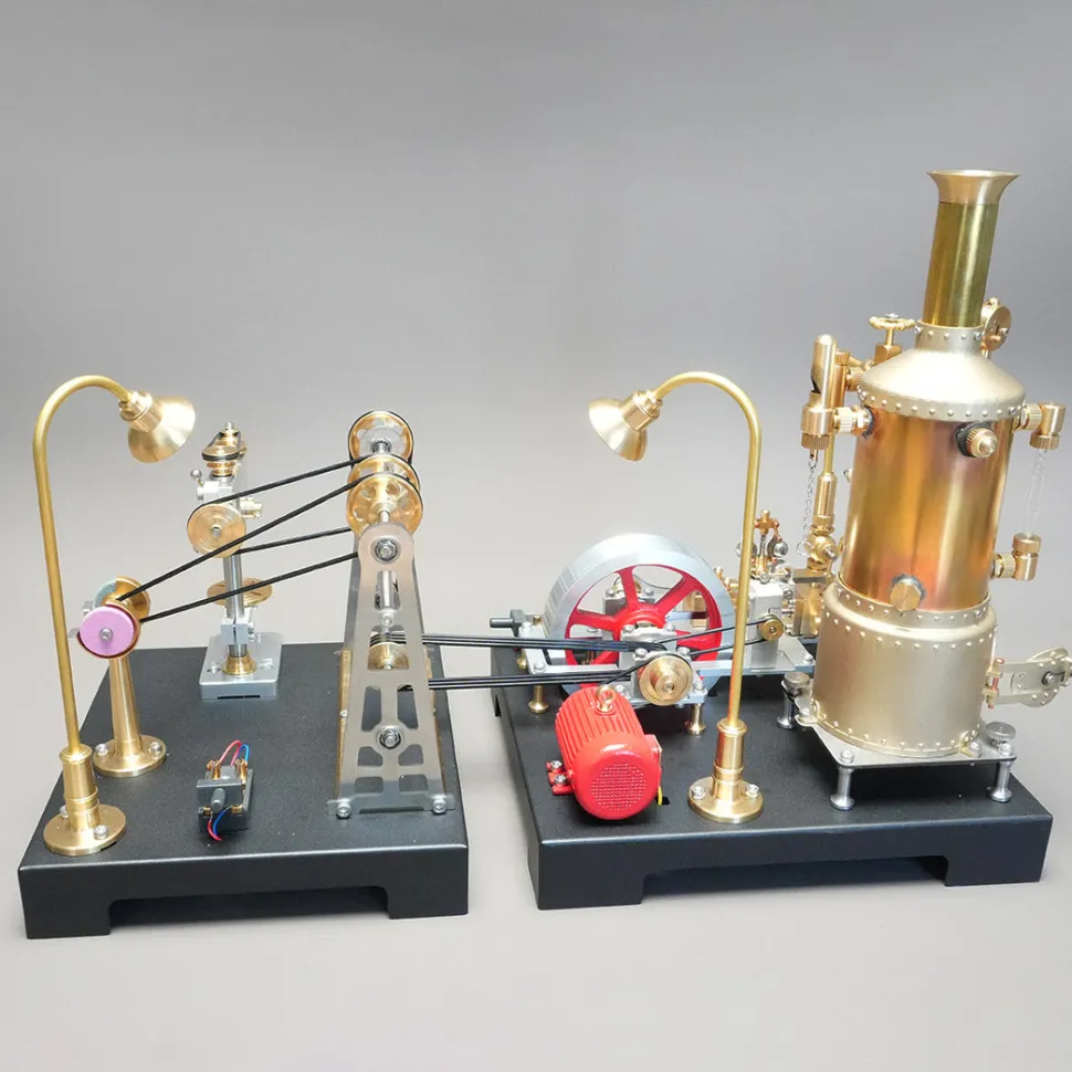 RETROL SE-03 Working Stationary Mill Steam Engine Model Kit with Boiler, Generator and Lamp Stand