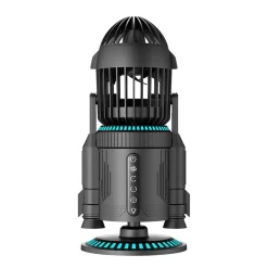 Rocket-Style Desktop Fan with Dual Mist Spray & RGB Lights - Ultra-Quiet Tech Decor for Office