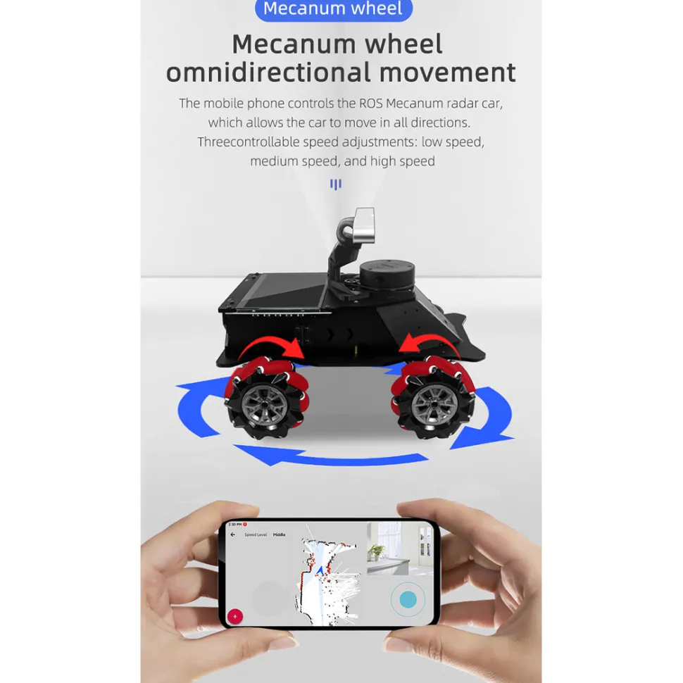 ROS Mecanum Wheel Intelligent Robot Car With LiDAR, Mapping Navigation & Depth Camera