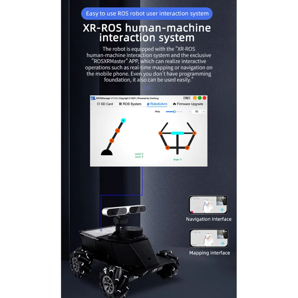 ROS Mecanum Wheel Intelligent Robot Car With LiDAR, Mapping Navigation & Depth Camera