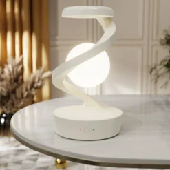 Rotating Levitating Night Light – Wireless Charging Bedside Ambient Lamp, Desktop Decor