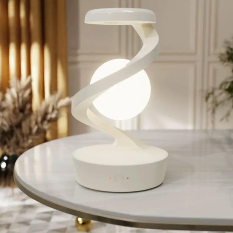 Rotating Levitating Night Light – Wireless Charging Bedside Ambient Lamp, Desktop Decor