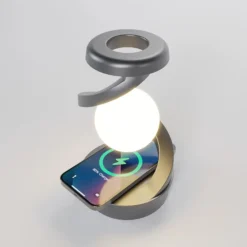 Rotating Levitating Night Light – Wireless Charging Bedside Ambient Lamp, Desktop Decor