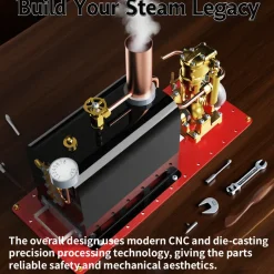 RW-BL1K Mini Reversible Reciprocating Single-Cylinder Live Steam Engine Kit with Boiler DIY Kit
