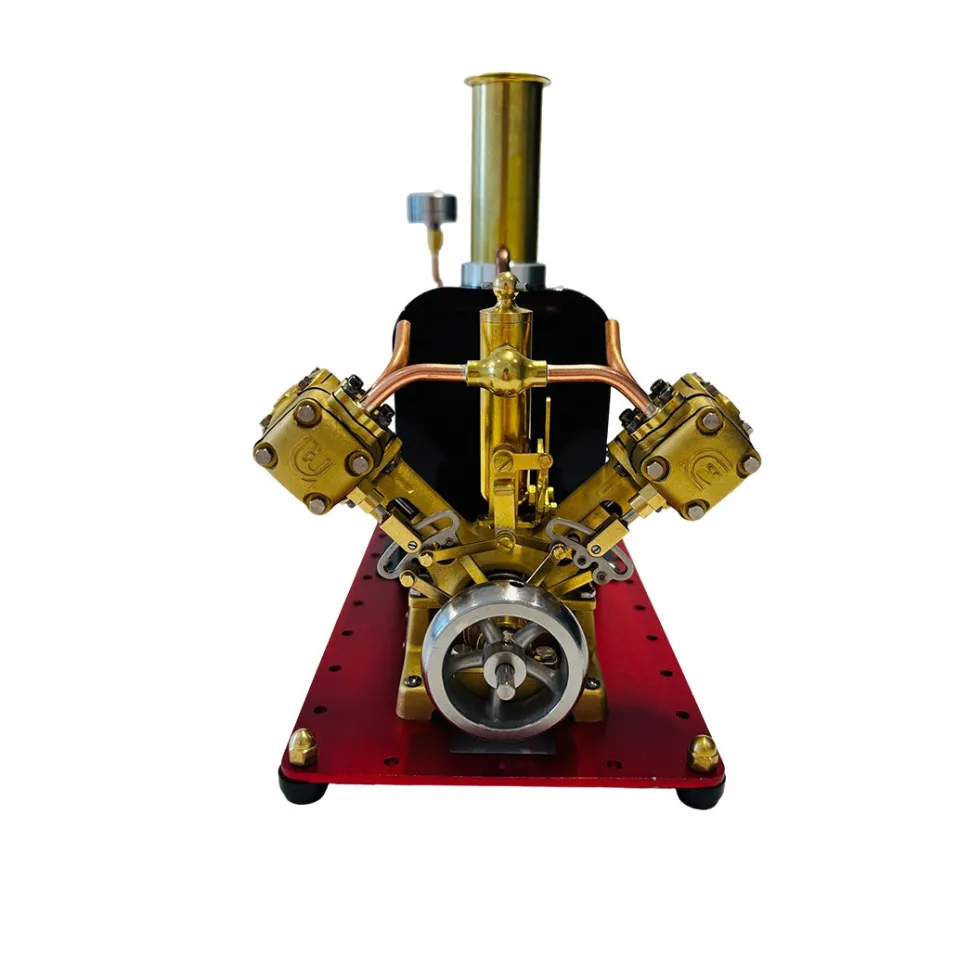 RW-BV2C Mini Reversible Reciprocating V-Type Dual-Cylinder Live Steam Engine and Boiler Model