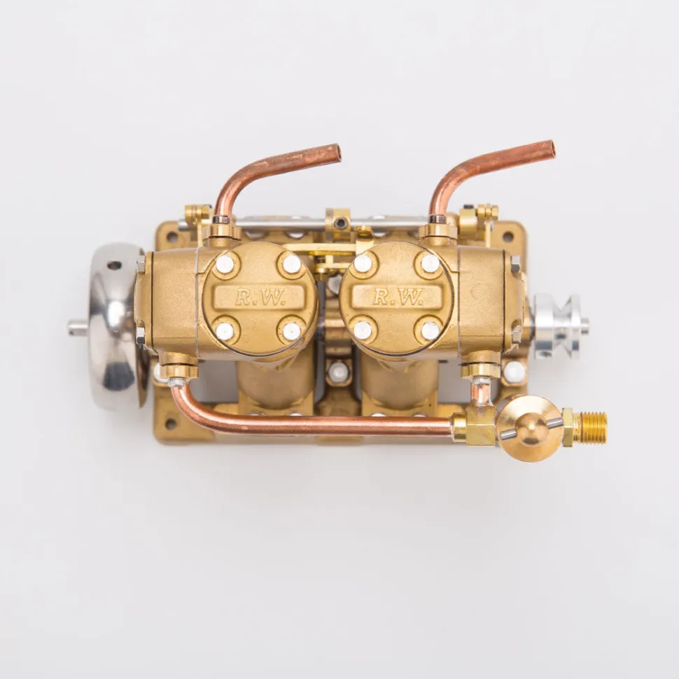 RW-L2 Retro Mini Inline Double Cylinder Steam Engine Model for 70-130cm Steamship