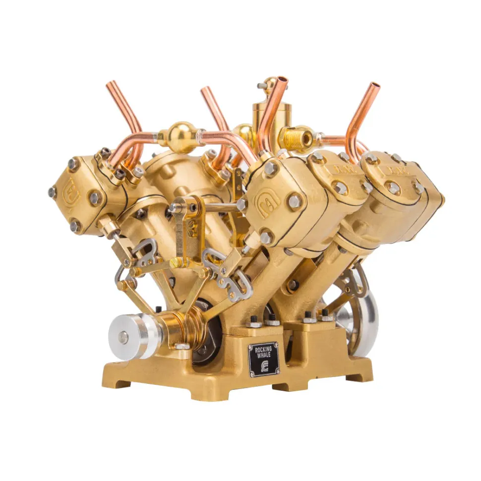RW-V4 Mini V-Shape 4-Cylinder Reciprocating Steam Engine Model for 90-150cm Steamships