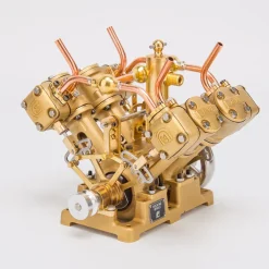 RW-V4 Mini V-Shape 4-Cylinder Reciprocating Steam Engine Model for 90-150cm Steamships