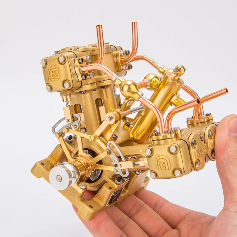 RW-V4 Mini V-Shape 4-Cylinder Reciprocating Steam Engine Model for 90-150cm Steamships