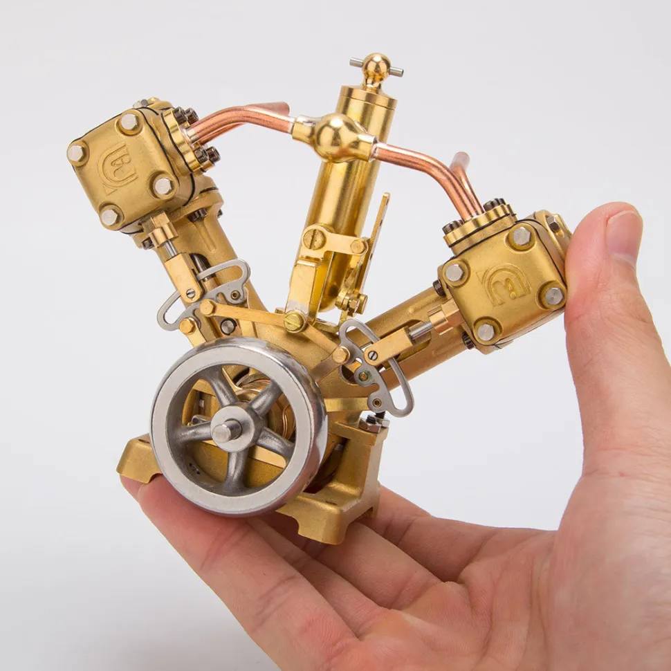 RW-V2 Mini V-Shape Double Cylinder Steam Engine Model for 70-130cm Steamship