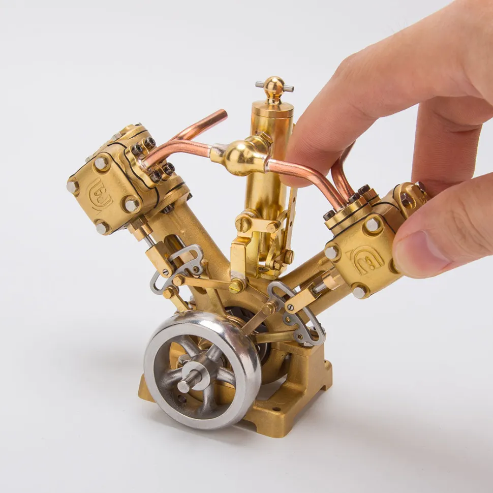 RW-V2 Mini V-Shape Double Cylinder Steam Engine Model for 70-130cm Steamship