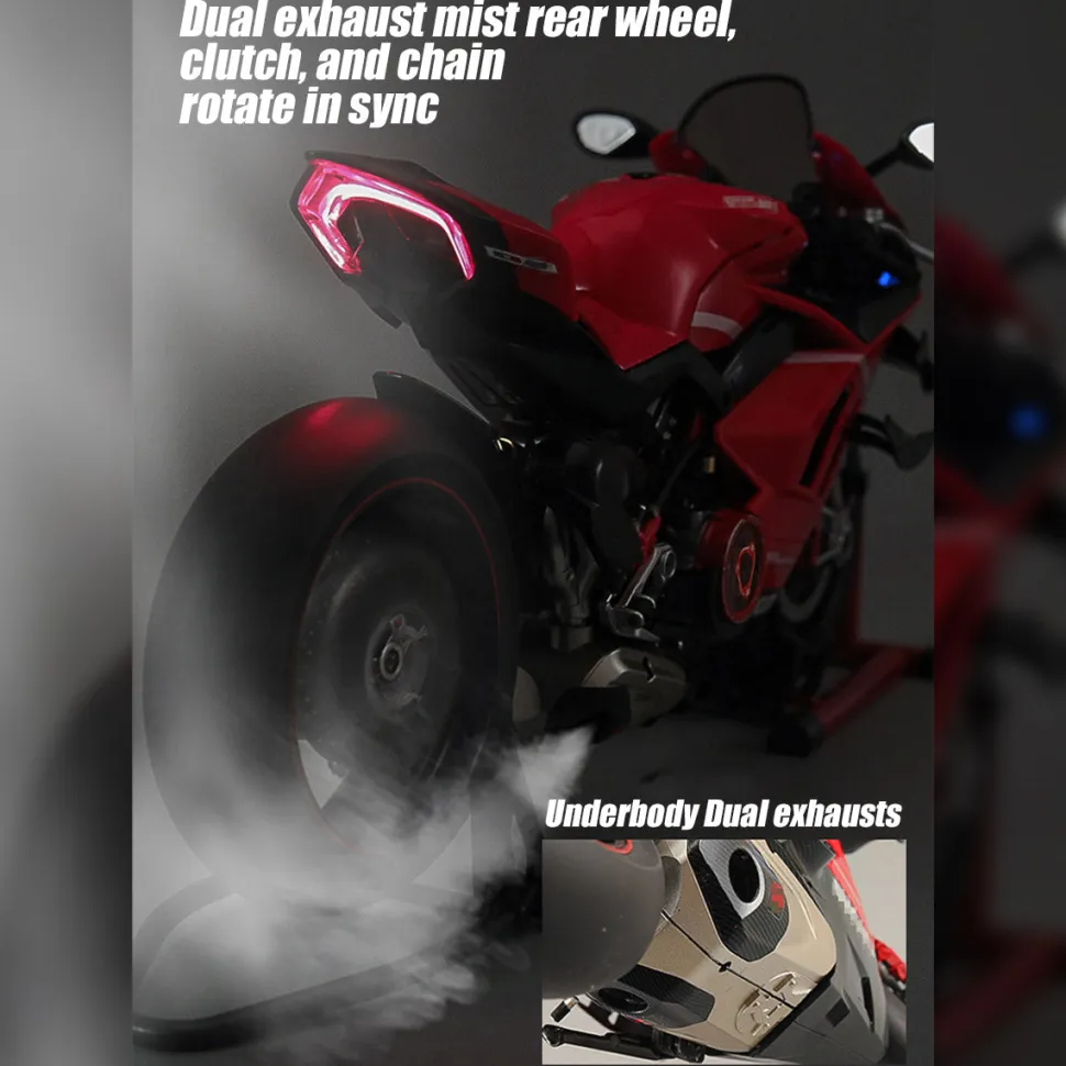 1/7 Scale Alloy Dynamic Motorcycle Model V4 Top Edition with Ignition System & Smoke Spray