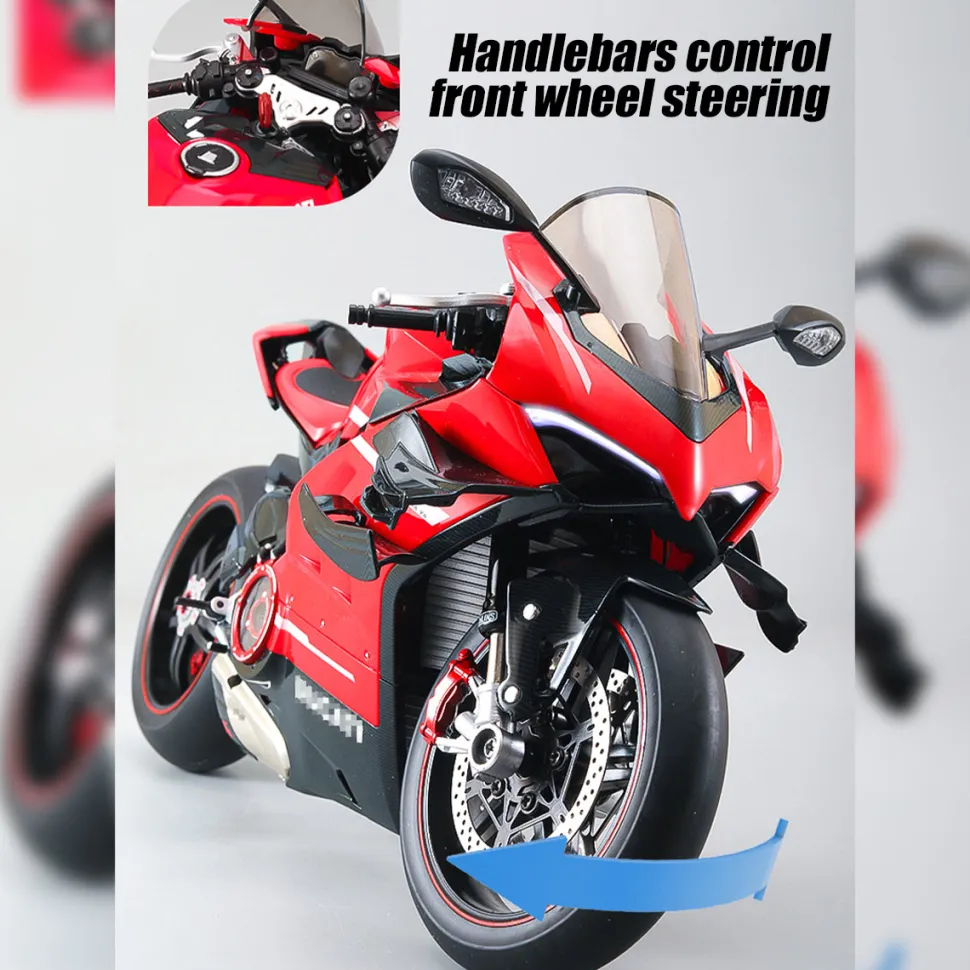 1/7 Scale Alloy Dynamic Motorcycle Model V4 Top Edition with Ignition System & Smoke Spray