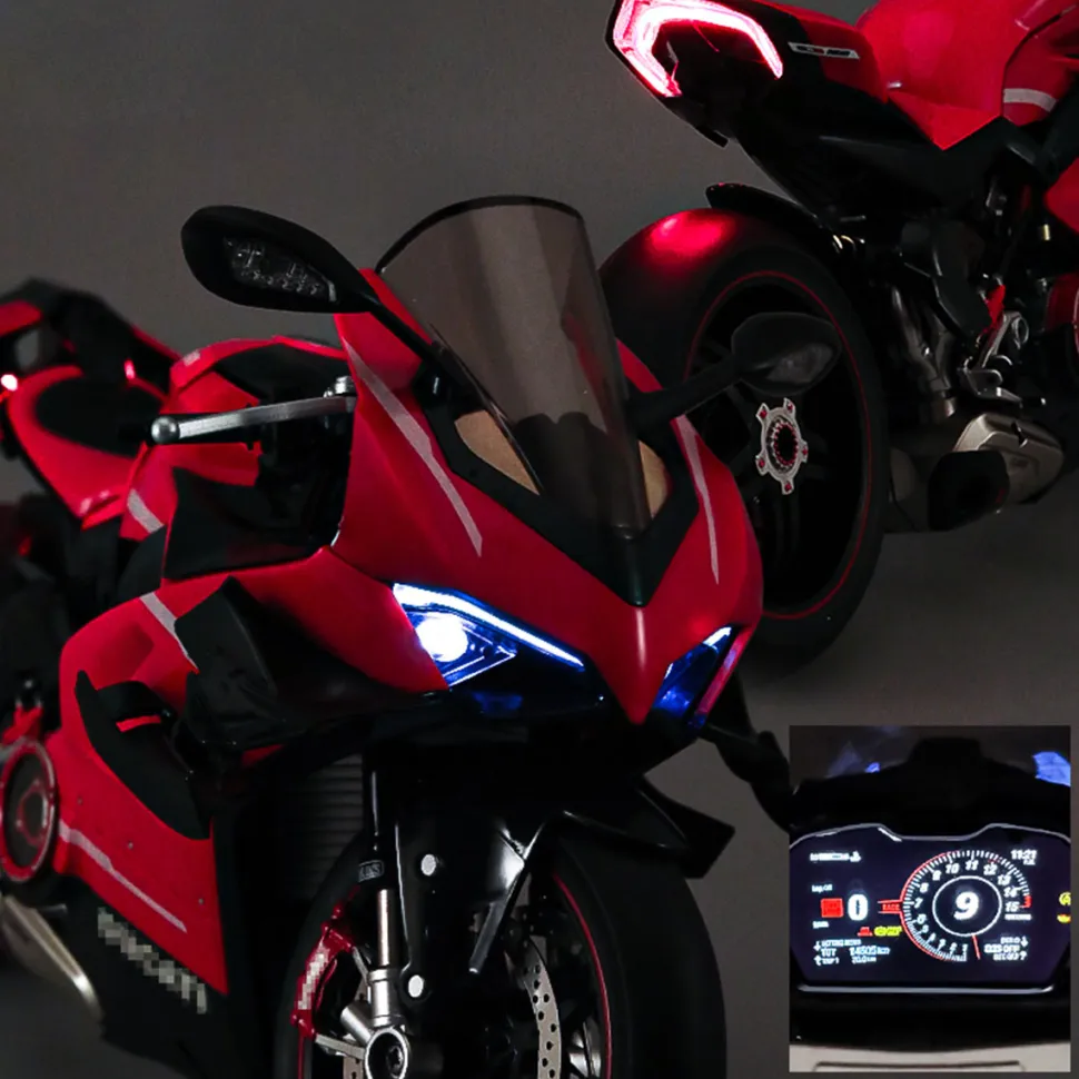 1/7 Scale Alloy Dynamic Motorcycle Model V4 Top Edition with Ignition System & Smoke Spray