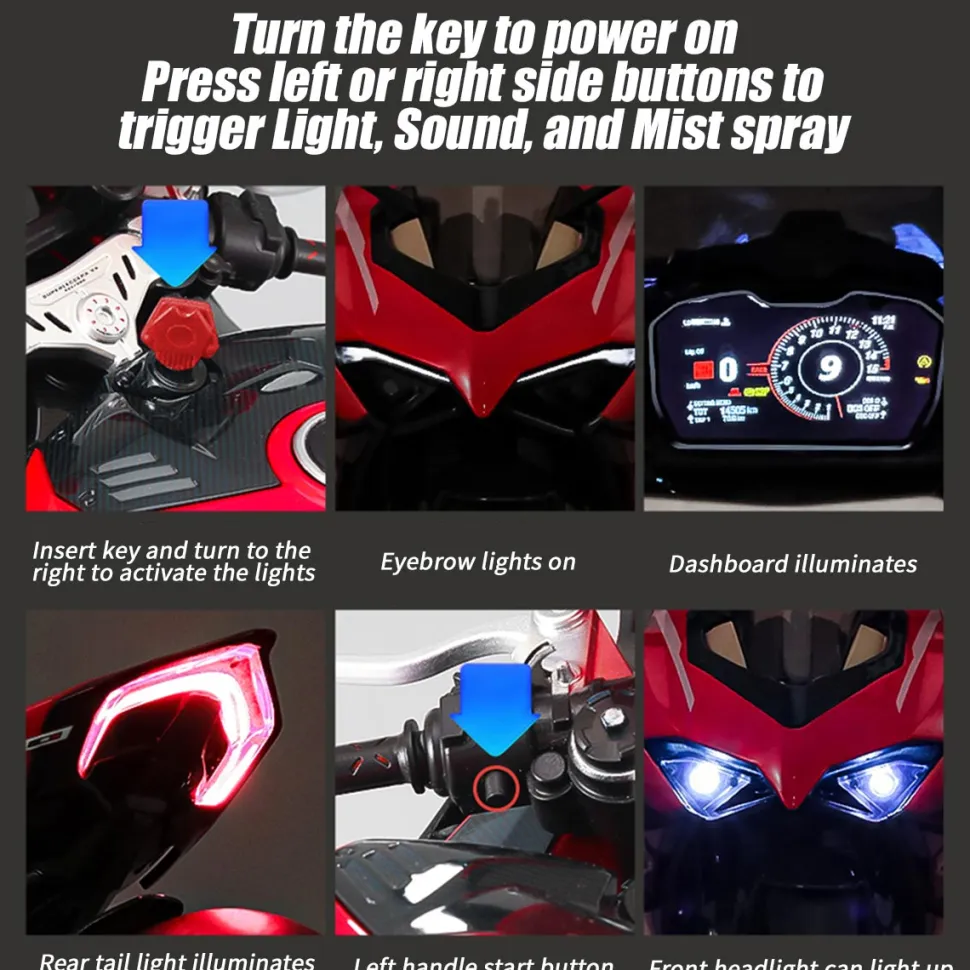1/7 Scale Alloy Dynamic Motorcycle Model V4 Top Edition with Ignition System & Smoke Spray