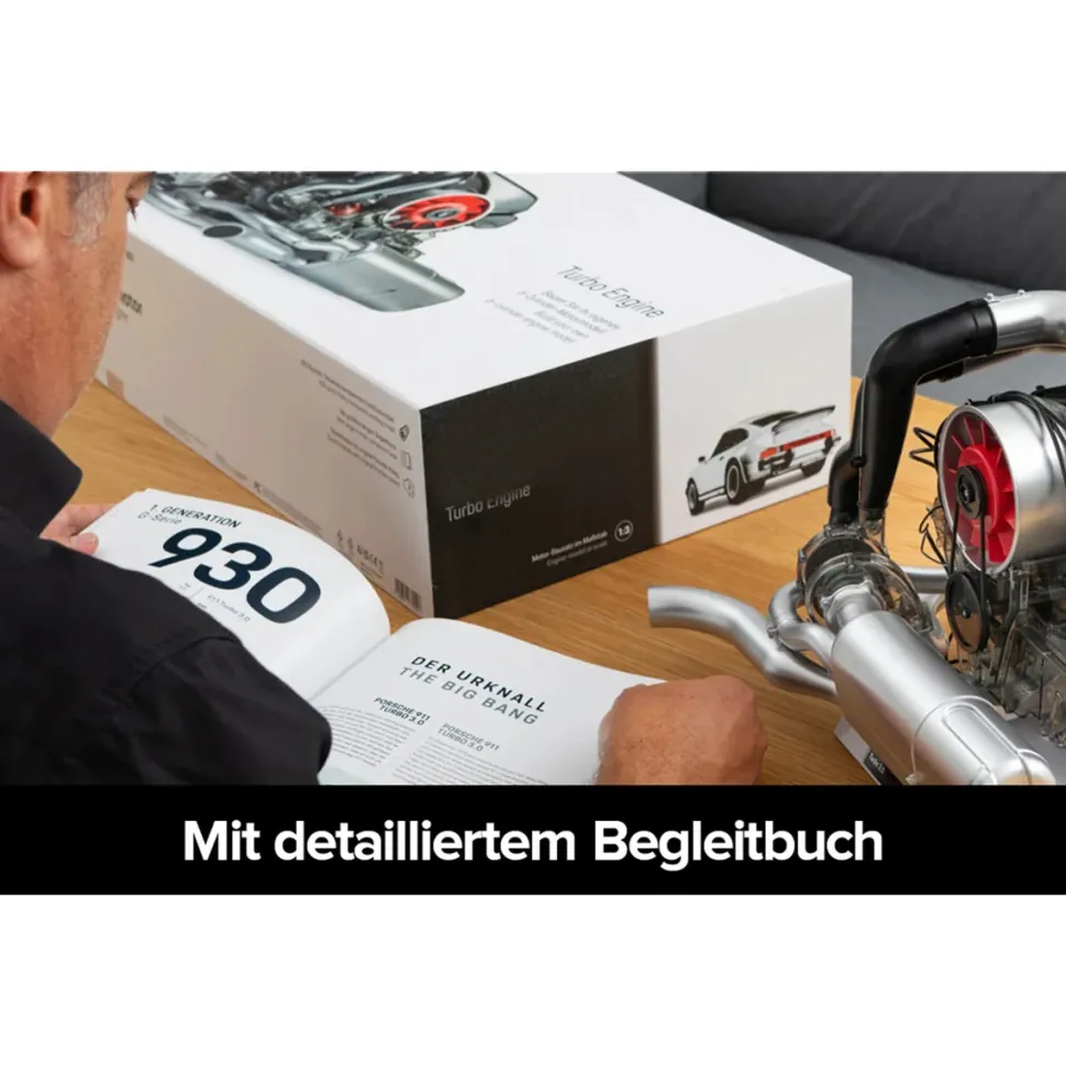 1/3 Scale DIY Horizontal Opposed 6-Cylinder Engine Kit with Operational Turbocharger - Electric Motorized STEM Educational Display Model