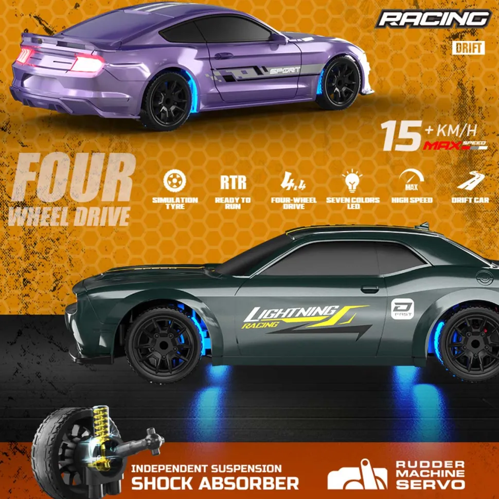 1/43 Scale 2.4G Full-Proportional Mini Electric RC Drift Racing Car Model with LED Lights