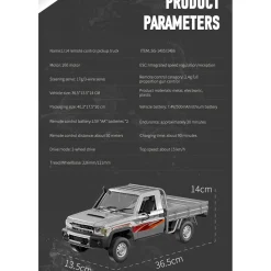 1/14 Scale 2.4G Full-Proportional RC Pickup Truck with Independent Suspension and Adjustable Gear Settings