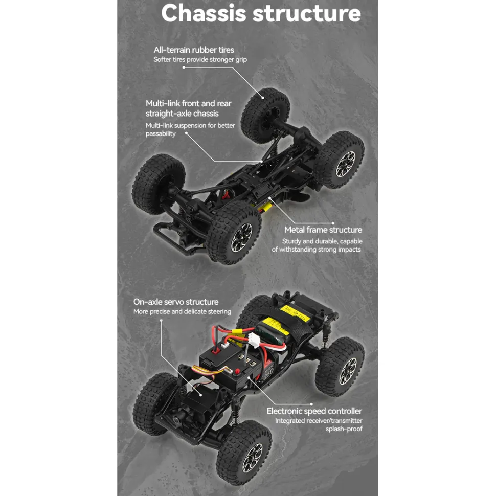 1/24 Scale 2.4G Full-Time 4WD Full-Proportional RC Off-Road Car Miniature Model Gifts