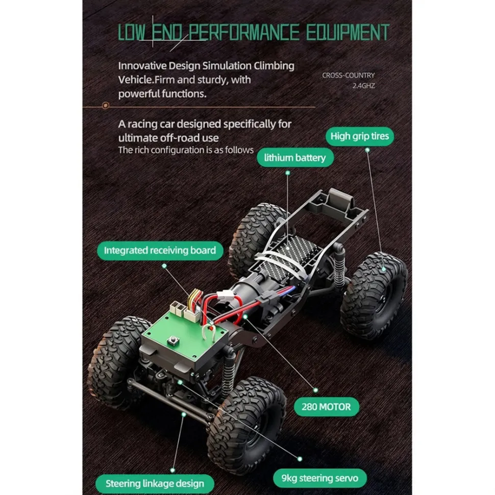 1/16 Scale 2.4GHz Full-Proportional Pickup-Style RC Crawler