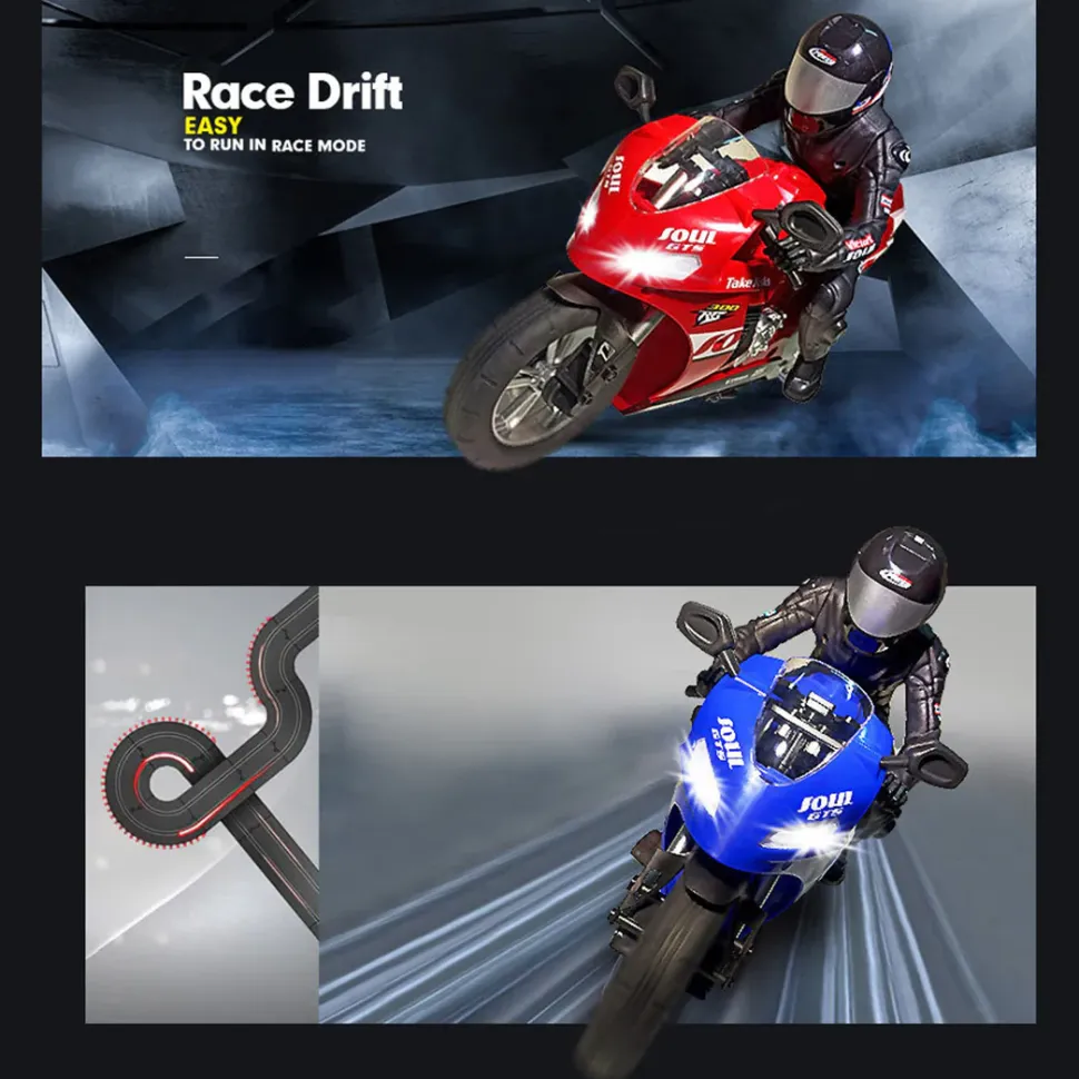 1/6 Scale 2.4GHz RC Dual-Motor Electric Two-Wheel Self-Balancing Motorcycle Model with Six-Axis Gyroscope
