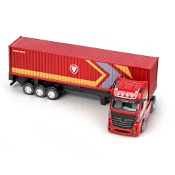 1/64 Scale 2.4GHz 4WD RC Container Truck, RTR RC Semi Truck with Proportional Steering, Independent Trailer Control, 3 Speed Gears, Cruise Function, Lifting Support Legs, Light & Sound Effects