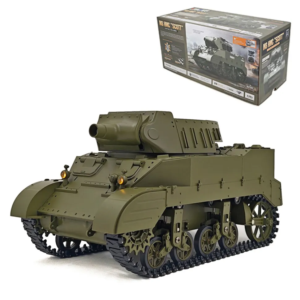 1/16 Scale 2.4G U.S. M8 Self-Propelled Howitzer RC Simulation Tank Model with Sound and Lights, Telescoping Smoke, Dual-Speed Modes