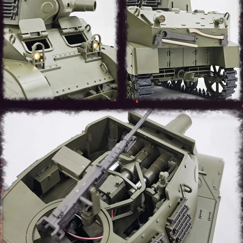 1/16 Scale 2.4G U.S. M8 Self-Propelled Howitzer RC Simulation Tank Model with Sound and Lights, Telescoping Smoke, Dual-Speed Modes