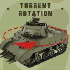 1/16 Scale 2.4G U.S. M8 Self-Propelled Howitzer RC Tank Model with Sound and Lights, Telescoping Smoke, Dual-Speed Modes